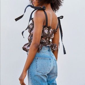 BROCK x H&M brown floral top